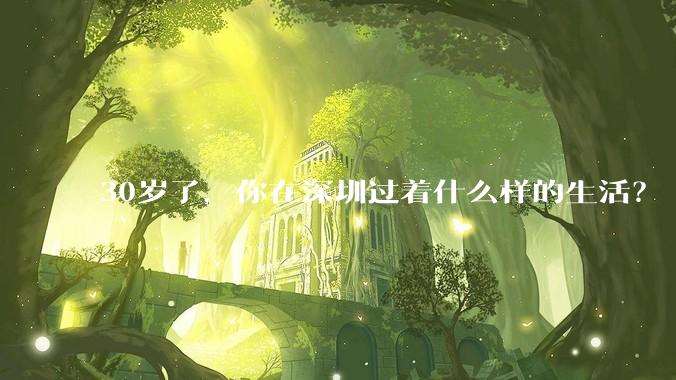 30岁了,你在深圳过着什么样的生活?